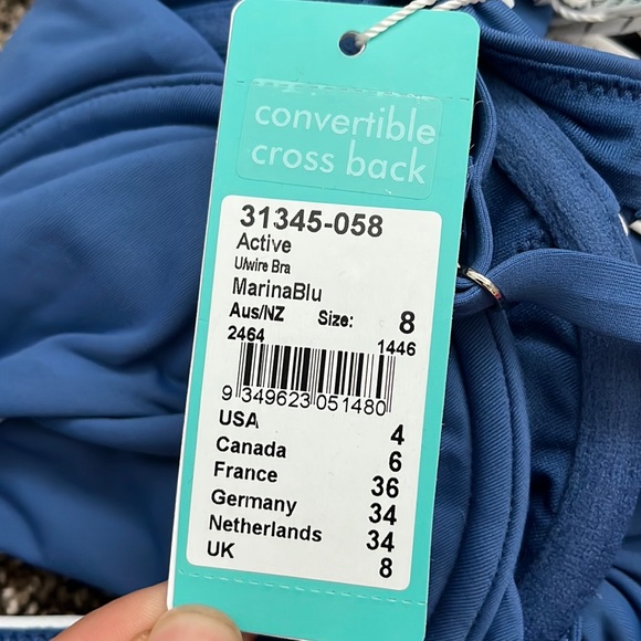 Seafolly Blue & White Underwire Bikini Top, NWT - Picture 4 of 5